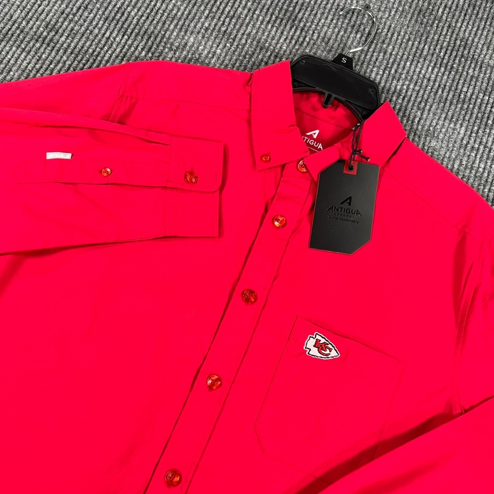 Kansas City Chiefs Shirt Mens Small Red Long Sleeve Button Down NFL Football New
